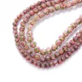Handmade vintage faceted lampwork glass beads with pink rose pattern for DIY jewelry making - Purple