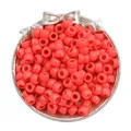 Vibrant red acrylic large hole barrel beads displayed in a silver bow tray for DIY crafts - Solid Peach