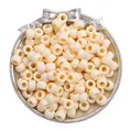 Opaque cream acrylic barrel beads with large holes for DIY jewelry making - Solid Cream