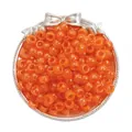 Translucent orange glitter large hole pony beads in a decorative tray for DIY jewelry - Glitter Orange