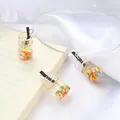 Handmade miniature glass fruit bottle charm featuring apple slices for DIY jewelry making - Apple Bottle (BBD198) / Set of 6 / Orange & Yellow Tones