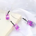 Mini purple fruit glass bottle pendants featuring detailed fruit slices for DIY jewelry - Grape Bottle (BBD198) / Set of 6 / Purple Series