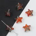 Perle di vetro a forma di stella marina arancione 15mm per creazione di gioielli fai da te - 10 Pezzi/Confezione / Colore Anello di Giada
