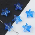 Perline in vetro a forma di stella marina blu traslucido 15mm per gioielli fai da te - 10 Pezzi/Confezione / Blu scuro