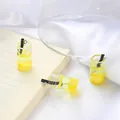 Set of miniature lemon juice glass bottle charms for DIY jewelry making and crafts - Yellow Series
