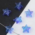 Perle in vetro a forma di stella marina blu sfumato da 15mm con foro per gioielli - 10 Pezzi/Confezione / Blu Viola