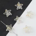 Perline stella marina in vetro 15mm con foglia d'oro per creazione gioielli fai da te - 10 Pezzi/Confezione / Crema Traslucido con Glitter