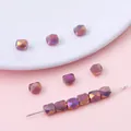 Iriserende gefacetteerde glazen vatkralen voor DIY-sieraden in paars- en goudkleurige tinten - Set van 20 Stuks / 5x6mm (Gat 1mm) / Donkerpaars AB