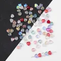 Cuentas de vidrio en forma de corazón de colores mixtos para accesorios de collares y pulseras - Colores mixtos aleatorios (20 piezas/paquete) / Corazón 6mm Agujero 1mm