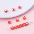Oranje gefacetteerde glazen vaten kralen voor DIY sieraden maken en handgemaakte kunstwerken - Set van 20 Stuks / 5x6mm (Gat 1mm) / Porselein Rood AB
