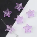 Perle in vetro a stella marina viola traslucida da 15 mm per la creazione di gioielli fai da te - 10 Pezzi/Confezione / Viola