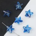 Perline a forma di stella marina in vetro blu da 15mm con foro centrale per gioielli DIY - 10 Pezzi/Confezione / Zaffiro Profondo