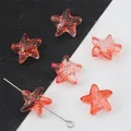 Perline di vetro a stella marina arancione traslucido da 15 mm per creazione gioielli - 10 Pezzi/Confezione / Rosso