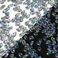 Perles en verre irisé en forme de croissant pour bijoux DIY sur fond noir et blanc - 50 Pcs/Paquet / Bleu Cristal Paillettes Argentées