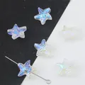 Perline di vetro a stella marina iridescente 15mm con foro per gioielli fai-da-te - 10 Pezzi/Confezione / Bianco Aurora