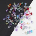 Juego de cuentas de vidrio de colores en forma de lágrima para hacer joyas y horquillas - Colores mixtos aleatorios (20 piezas/paquete) / Gota de Agua 6x9mm Agujero 1mm