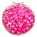 Two-tone pink and white acrylic barrel beads with large holes for DIY jewelry making - 6x9mm (100 Pieces/Pack) / Rose Red