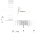 DIY jewelry making silver-colored earring stud post findings shown with metric ruler - Flat Stud Style (FRB028) / 8*12MM (300 Pieces/Pack) / White Gold