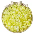Yellow and white dual-tone acrylic barrel beads with large holes for DIY jewelry making - Yellow