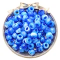 Blue and white marble acrylic barrel beads with large hole for DIY jewelry making accessories - Blue