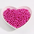 Bright pink ABS no-hole imitation pearl beads in a heart-shaped bowl - 3mm (1000 Pieces) / Rose Red
