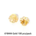 Golden alloy flower bead caps 6x8mm spacers for handmade DIY jewelry making 100pcs - Openwork Flower Holder / 100pcs (6x8mm) / Gold