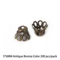 Antique bronze 5x6mm alloy flower cap bead spacers for DIY jewelry making projects - Openwork Flower Holder / 200 Pieces/Pack (5x6mm) / Antique Bronze