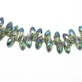 Cuentas de cristal con facetas de rombo y gota en verde irisado para joyería DIY - 6x12mm (10 Piezas/Paquete) / Verde Claro Galvanizado