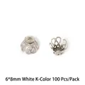 6x8mm White K color hollow flower bead caps 100pcs pack for DIY jewelry making findings - Openwork Flower Holder / 100pcs (6x8mm) / White Gold