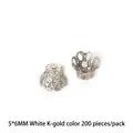 5x6mm white K color hollow alloy flower bead caps for DIY jewelry making, 200pcs pack - Openwork Flower Holder / 200 Pieces/Pack (5x6mm) / White Gold