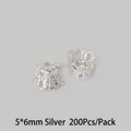 Silver-colored 5x6mm alloy flower bead caps, 200pcs per pack for jewelry DIY. - Openwork Flower Holder / 200 Pieces/Pack (5x6mm) / Silver