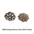 9mm antique bronze flower bead caps and spacers for DIY jewelry making set 300pcs pack - Openwork Flower Holder / 300 Pieces/Pack (9mm) / Antique Bronze