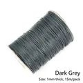 Cordón encerado gris oscuro 1mm rollo 15m para manualidades de joyería DIY pro - 1mm 15m/Paquete / Gris oscuro