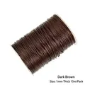 Cordón encerado coreano marrón oscuro de 1mm para manualidades de joyería DIY 15m - 1mm 15m/Paquete / Marrón Oscuro
