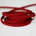 Cordón de gamuza de terciopelo coreano plano rojo para joyería DIY de calidad - 3mm 1 metro/paquete / Rojo
