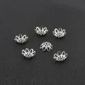 Capuchones de flores plateadas para hacer joyas de bricolaje, tamaño 3mm x 14mm - Cubreperla Hueco (3x14mm) / 200 Pzs/Paquete / Oro blanco