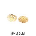Set of 9mm gold alloy flower bead caps for DIY jewelry making accessories 300 pieces pack - Openwork Flower Holder / 300 Pieces/Pack (9mm) / Gold