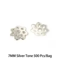 7mm silver alloy flower bead caps spacers for DIY jewelry making 500pcs per pack - Openwork Flower Holder / 500 Pieces (7mm) / White Gold
