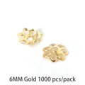 Golden flower shaped alloy bead cap spacers for DIY jewelry making 6mm 1000pcs pack - Openwork Flower Holder / 1000 Pieces/Pack (6mm) / Gold