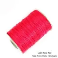 Cordón encerado rosa claro 1mm para creación de joyas DIY, carrete de 15m de hilo trenzado - 1mm 15m/Paquete / Rojo Rosa Oscuro