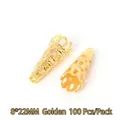 8x22mm gold alloy hollow flower bead caps for handmade DIY jewelry making, 100pcs pack - Openwork Flower Holder / 100 Pieces/Pack (8x22mm) / Gold