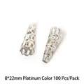 Silver 8x22mm filigree alloy bead caps for DIY jewelry making projects 100pcs pack - Openwork Flower Holder / 100 Pieces/Pack (8x22mm) / White Gold