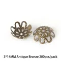 Antique bronze hollow flower bead caps 3x14mm for DIY jewelry making pack of 200 - Openwork Flower Holder / 200 Pieces/Pack (3x14mm) / Antique Bronze