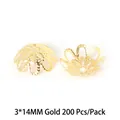 3x14mm gold filigree alloy flower bead caps for DIY jewelry making 200pcs pack - Openwork Flower Holder / 200 Pieces/Pack (3x14mm) / Gold