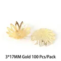 17mm gold alloy flower bead caps for DIY jewelry making accessories 100pcs pack - Openwork Flower Holder / 100pcs/Pack (3x17mm) / Gold