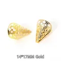 14x17mm golden filigree alloy cone bead caps for DIY jewelry crafts 50 pieces per pack - Openwork Flower Holder / 50 Pieces/Pack (14x17mm) / Gold