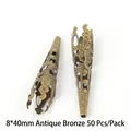 Antique bronze 8x40mm filigree alloy flower bead caps for DIY jewelry making accessories 50pcs - Openwork Flower Holder / 50pcs (8x40mm) / Antique Bronze