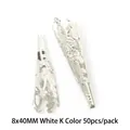 Filigree alloy flower caps for DIY jewelry making white K 8x40mm size 50 pieces pack - Openwork Flower Holder / 50pcs (8x40mm) / White Gold