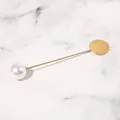 Elegant gold finish alloy stick pin featuring a large white pearl for DIY jewelry making - Pearl Style (FZA017) / 12mm Pearl/76mm Length/10 Pieces Pack / Gold