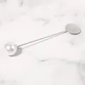 Silver-plated faux pearl long pin with flat round base for DIY brooch making - Pearl Style (FZA017) / 12mm Pearl/76mm Length/10 Pieces Pack / Silver